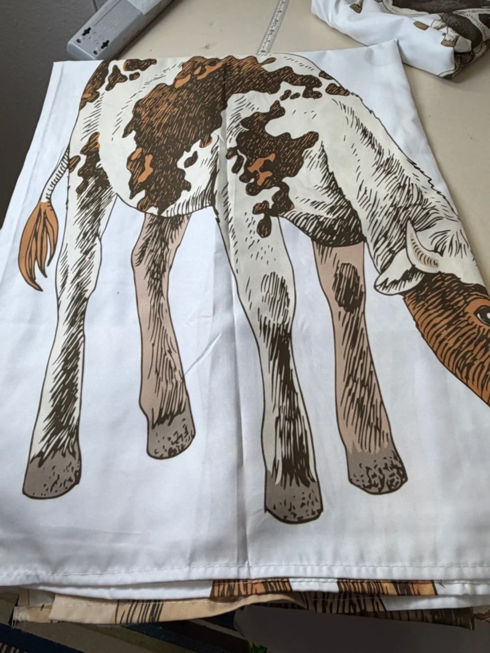 Cow Print Cotton Bedding Sheet - White and Brown